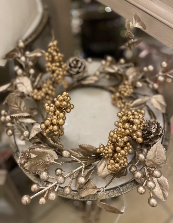 Gilded Leaf Candle-Ring 35 cm
