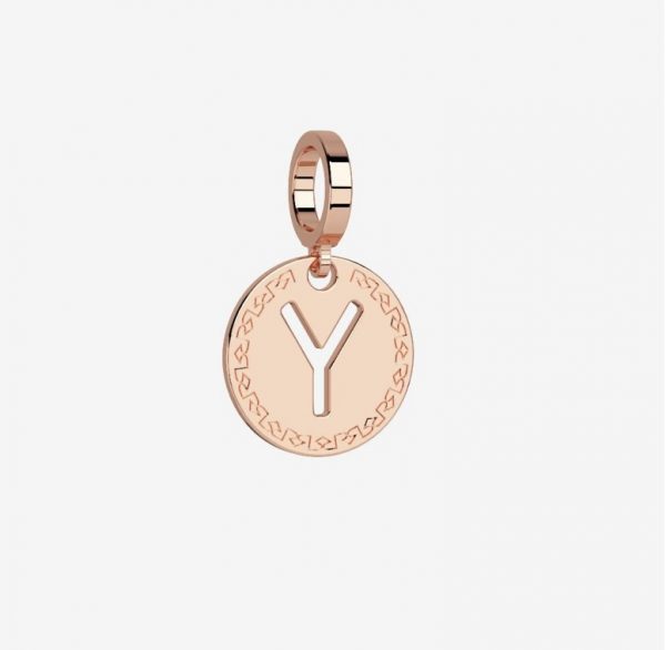 Rebecca Charm Initial Letter Y Rose Gold