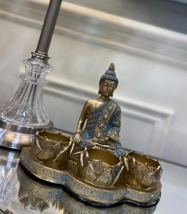 Buddha Bronze Finish Triple Tealight Holder