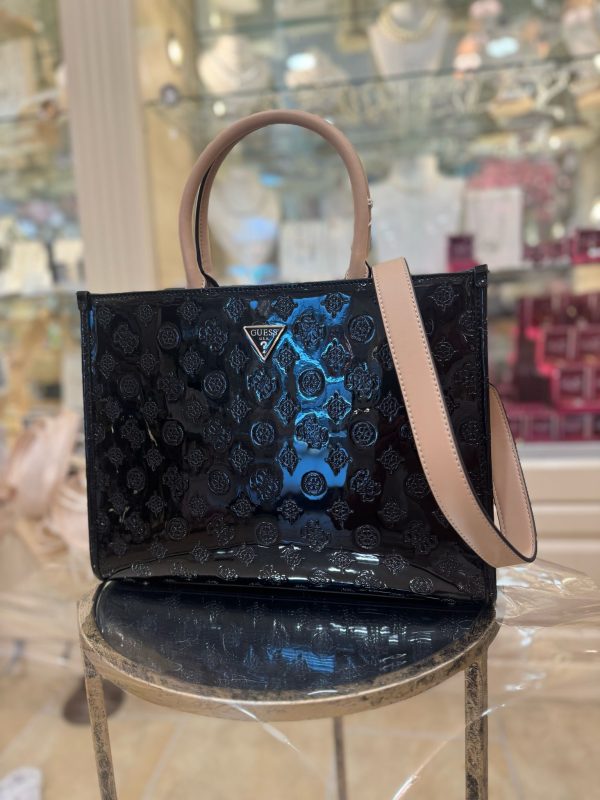 GUESS Arnela 4G Peony Logo Handbag Black - Image 5