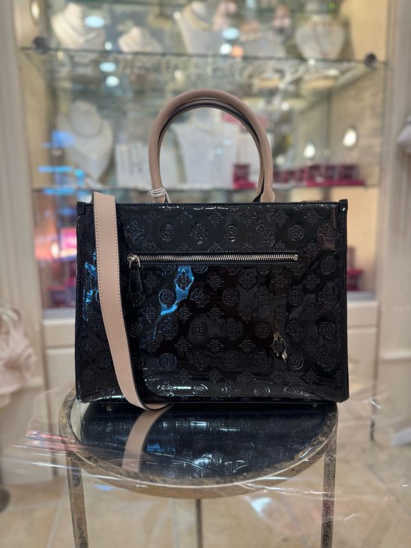 GUESS Arnela 4G Peony Logo Handbag Black - Image 4