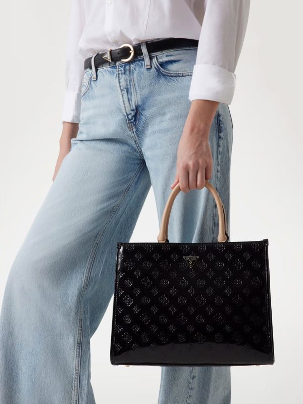 GUESS Arnela 4G Peony Logo Handbag Black - Image 3