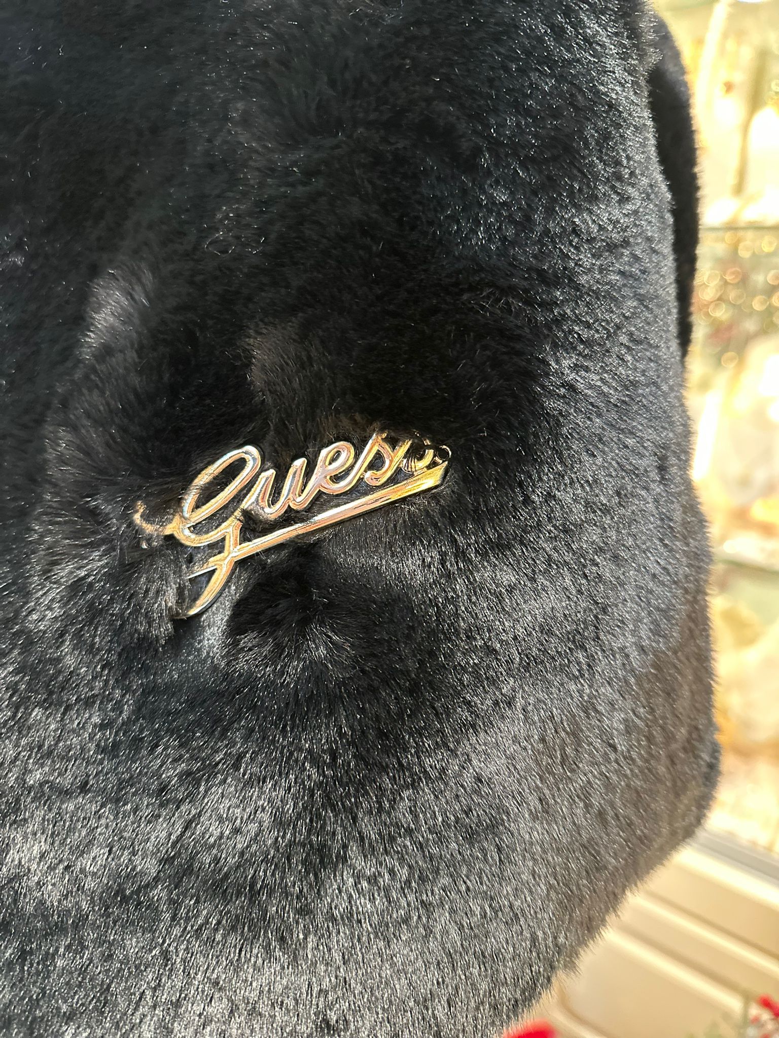 Guess Faux Fur Scarf Black - Image 2