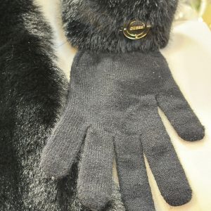 Guess Faux Fur Gloves Black