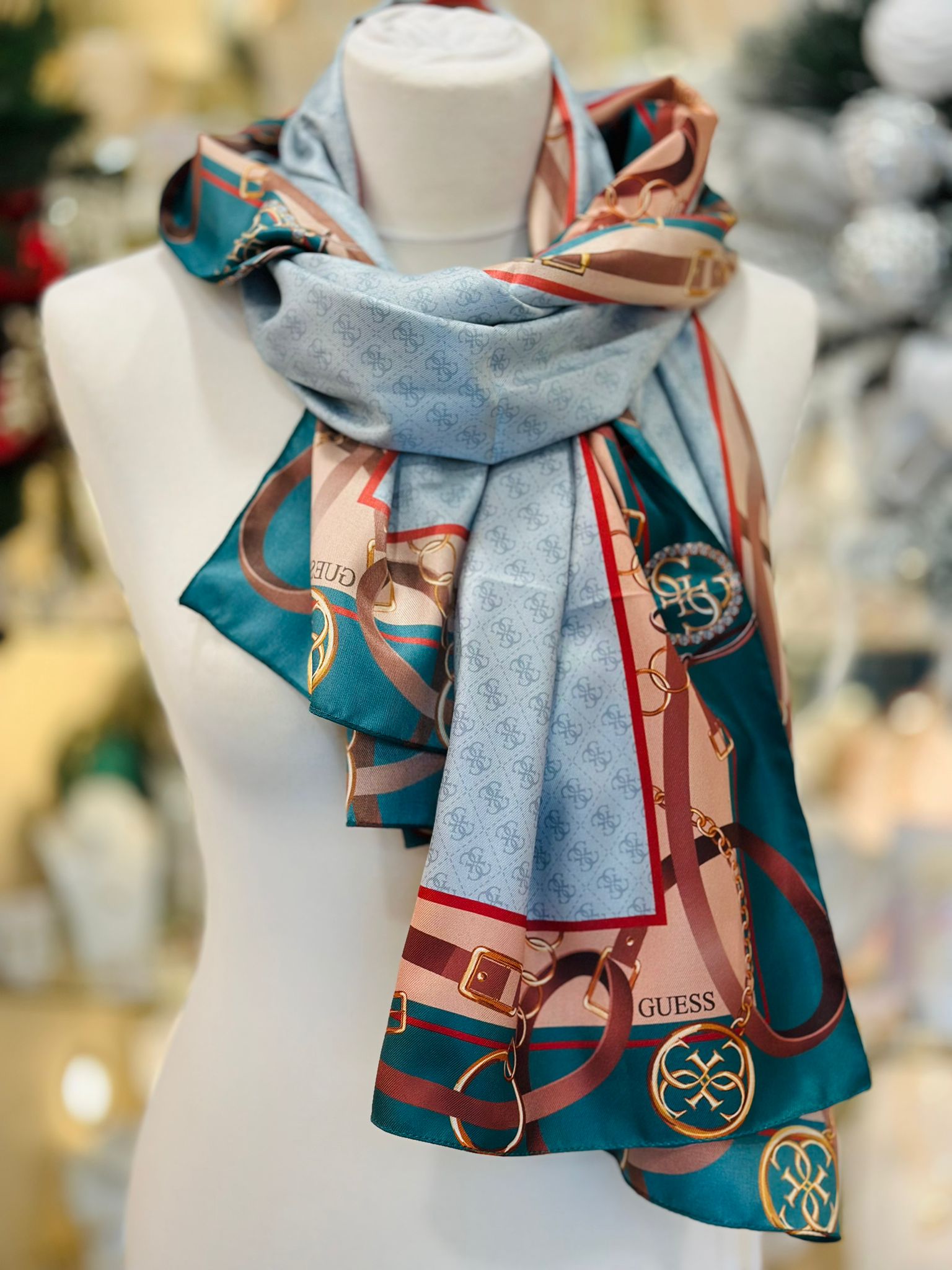Guess Reversible Scarf Blue Multi