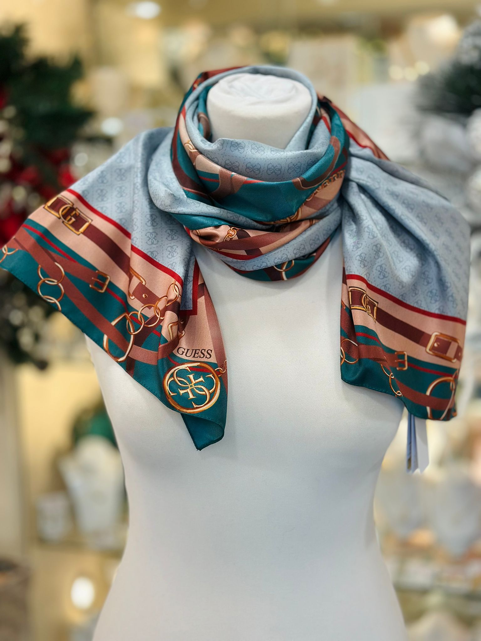 Guess Reversible Scarf Blue Multi - Image 3