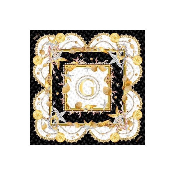 GUESS Logo Soft Scarf White/Black/Gold - Image 2