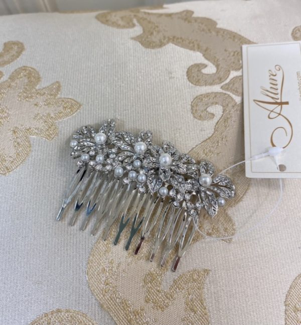 EXQUISITE PEARL AND CRYSTAL COMB SILVER - Image 4