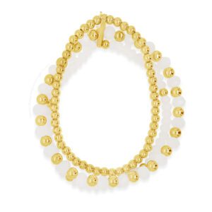Absolute White Opal Beads Bracelet Gold B2179WO