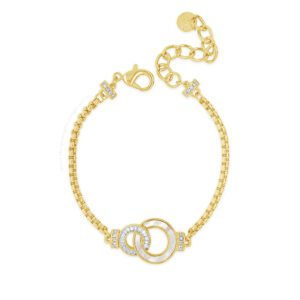 Absolute Locked Rings White Opal & Crystals Bracelet Gold B2202WO