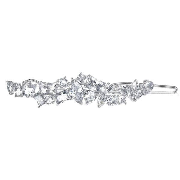 Sheer Crystal Hair Clip Silver