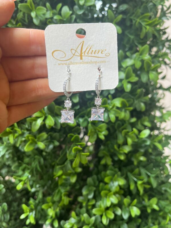 Glitzy Gem Earrings Silver - Image 3