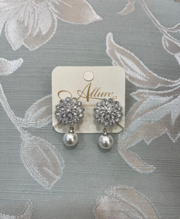 Pearl Drop Clip On Earrings Silver - Image 3