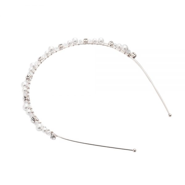 CHIC PEARL & CRYSTAL HEADBAND - SILVER