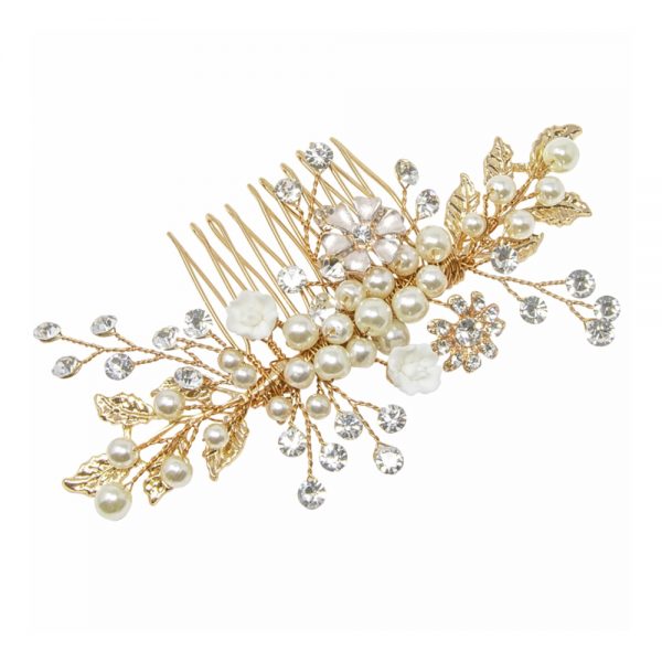 ETERNALLY GOLD PEARL HAIR COMB