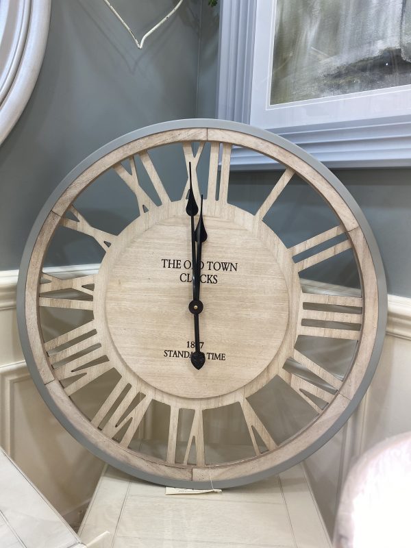 Grey Wooden Wall Clock