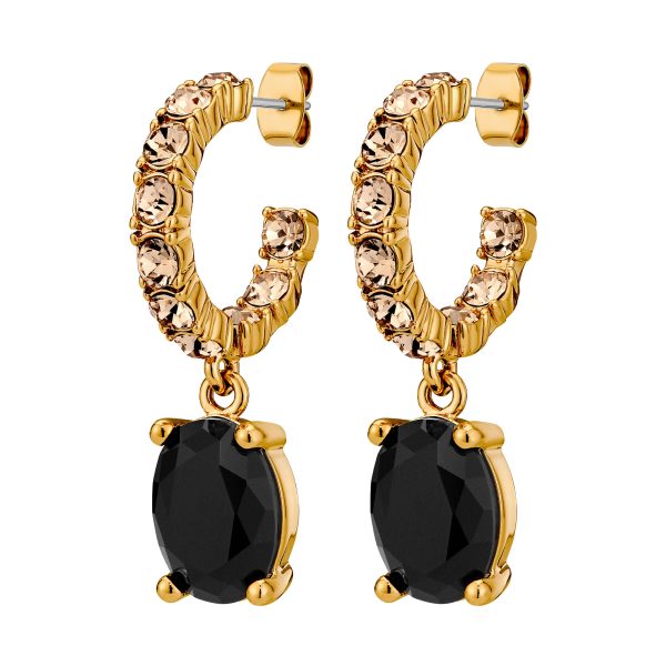 BARBARA Earring with Black Crystals Gold