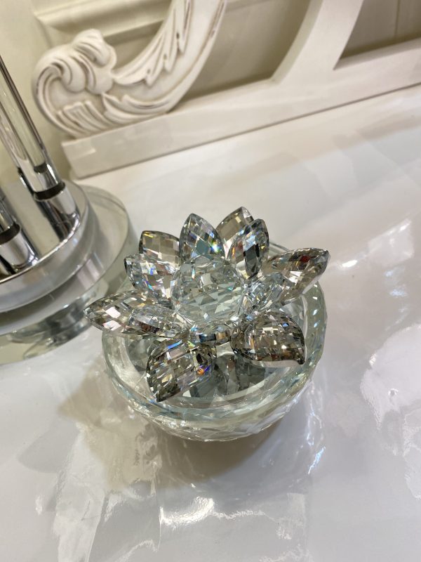 Glass Flower Trinket Box 9x9cm