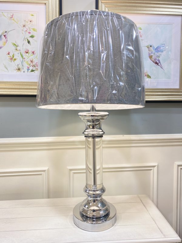 Arista Table Lamp Textured Grey Shade 76cm