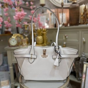 GUESS Yesba Saffiano Shoulder Bag Off White