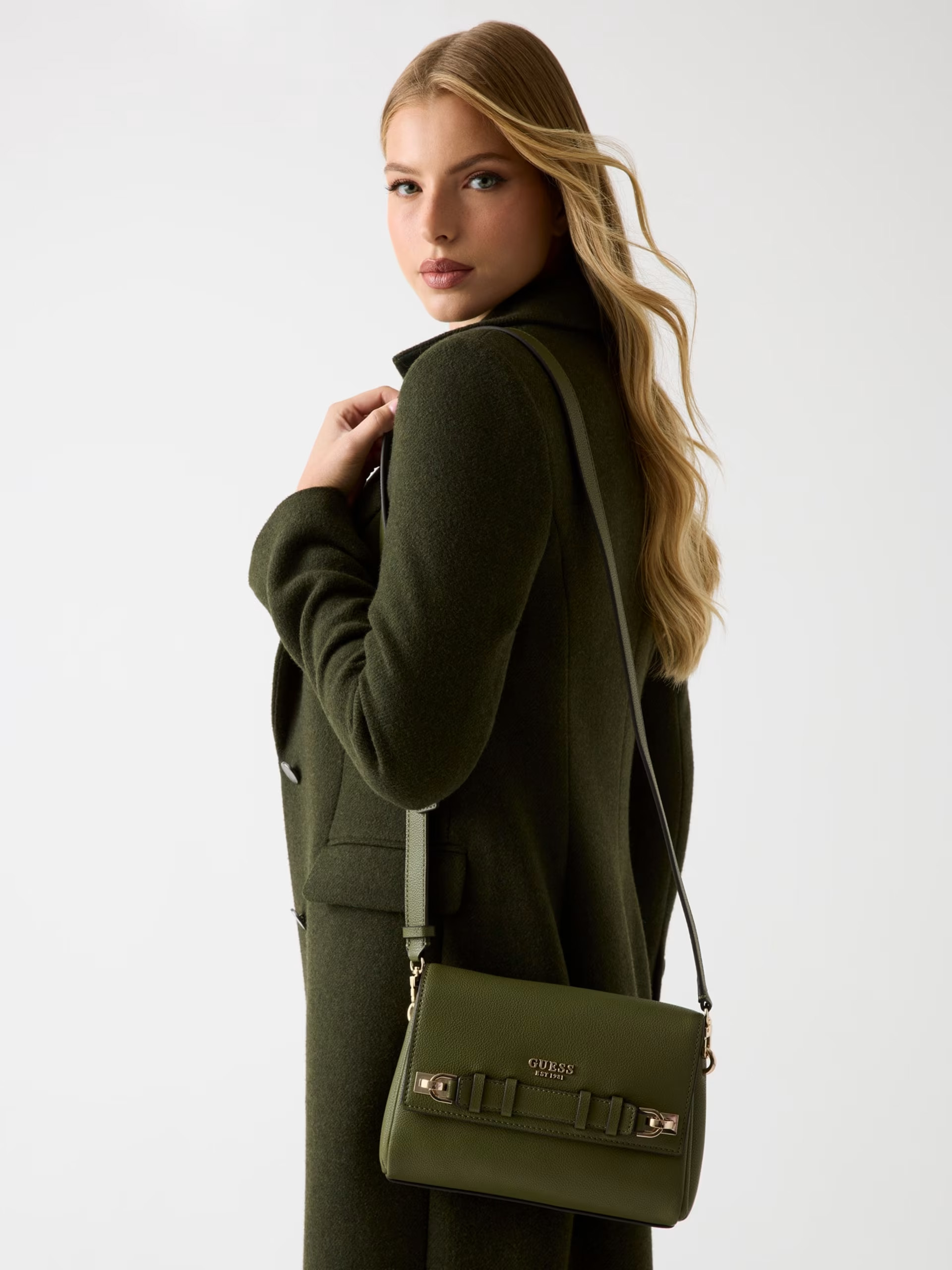 GUESS Gregoria Shoulder Bag Olive - Image 4
