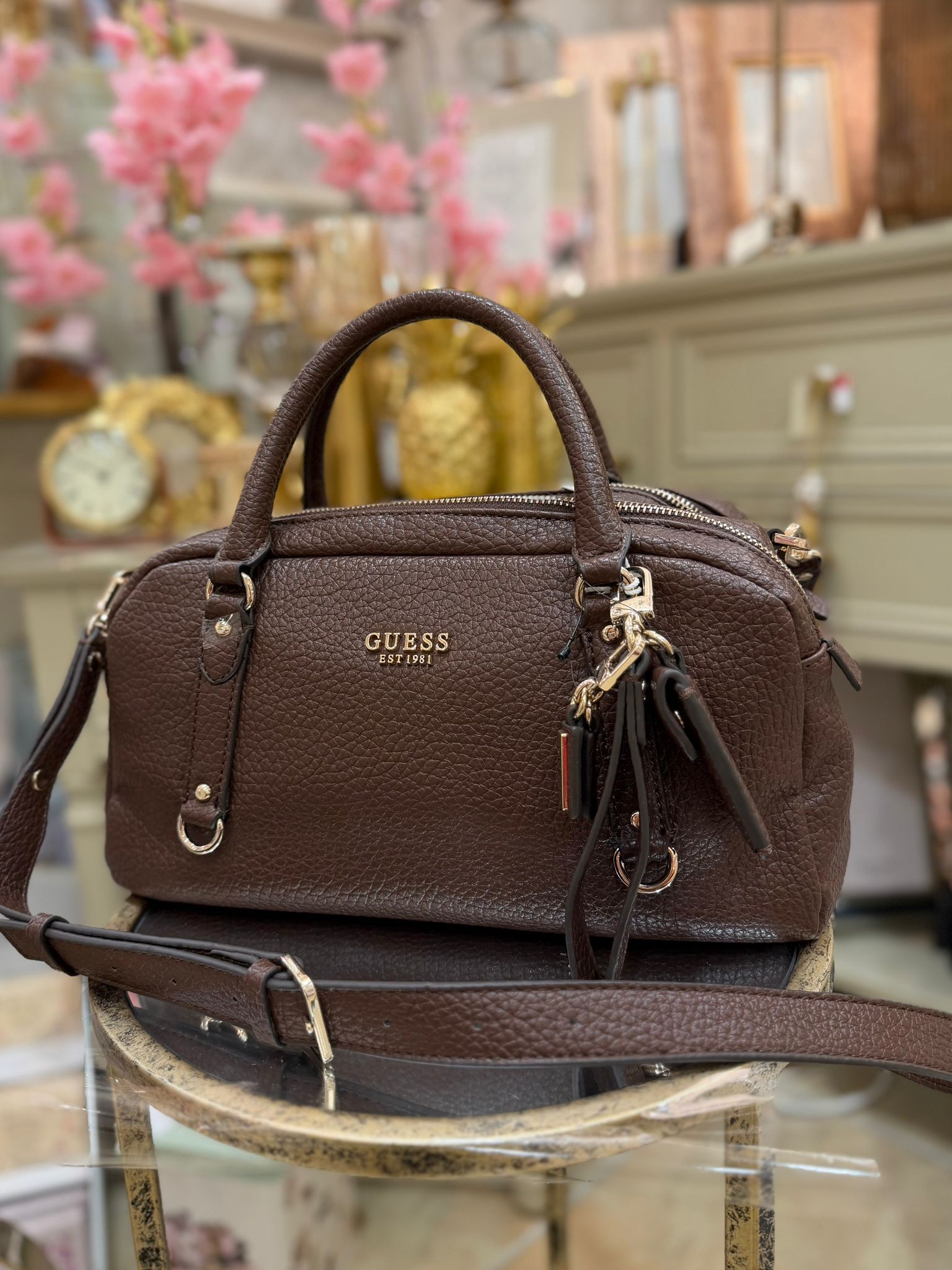GUESS Marsha Mini Hand Bag Brown - Image 2