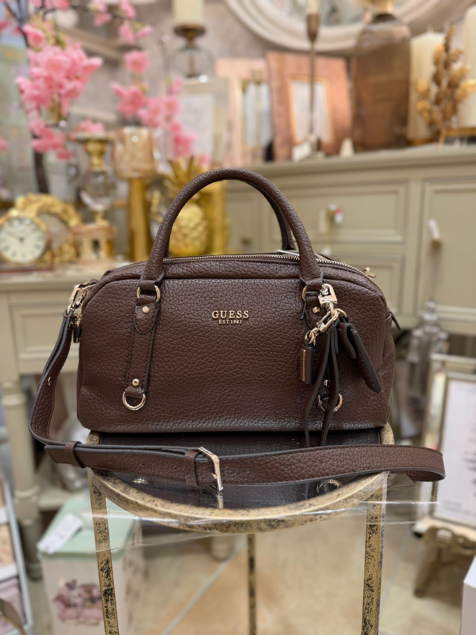 GUESS Marsha Mini Hand Bag Brown