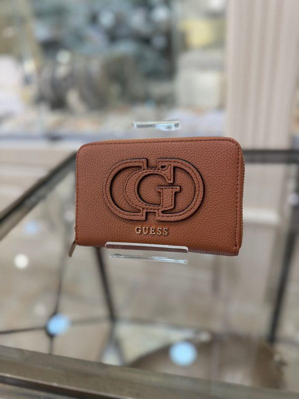 GUESS Calebra Logo-Script Wallet Cognac