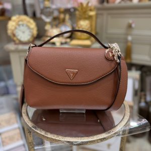 GUESS Evie Saffiano Handbag Cognac