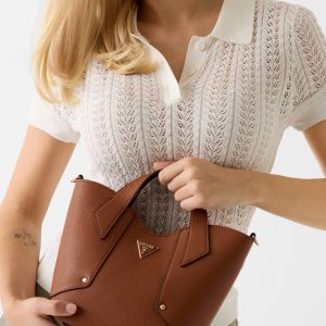 GUESS Darcy Logo Mini Handbag Brown