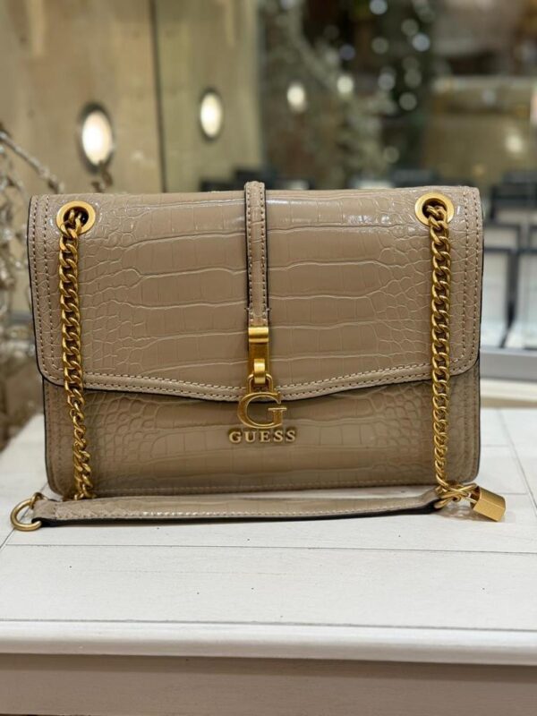 GUESS James Croc-Look Crossbody Taupe