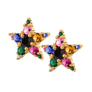 CANA Earrings with Rainbow Crystals Gold