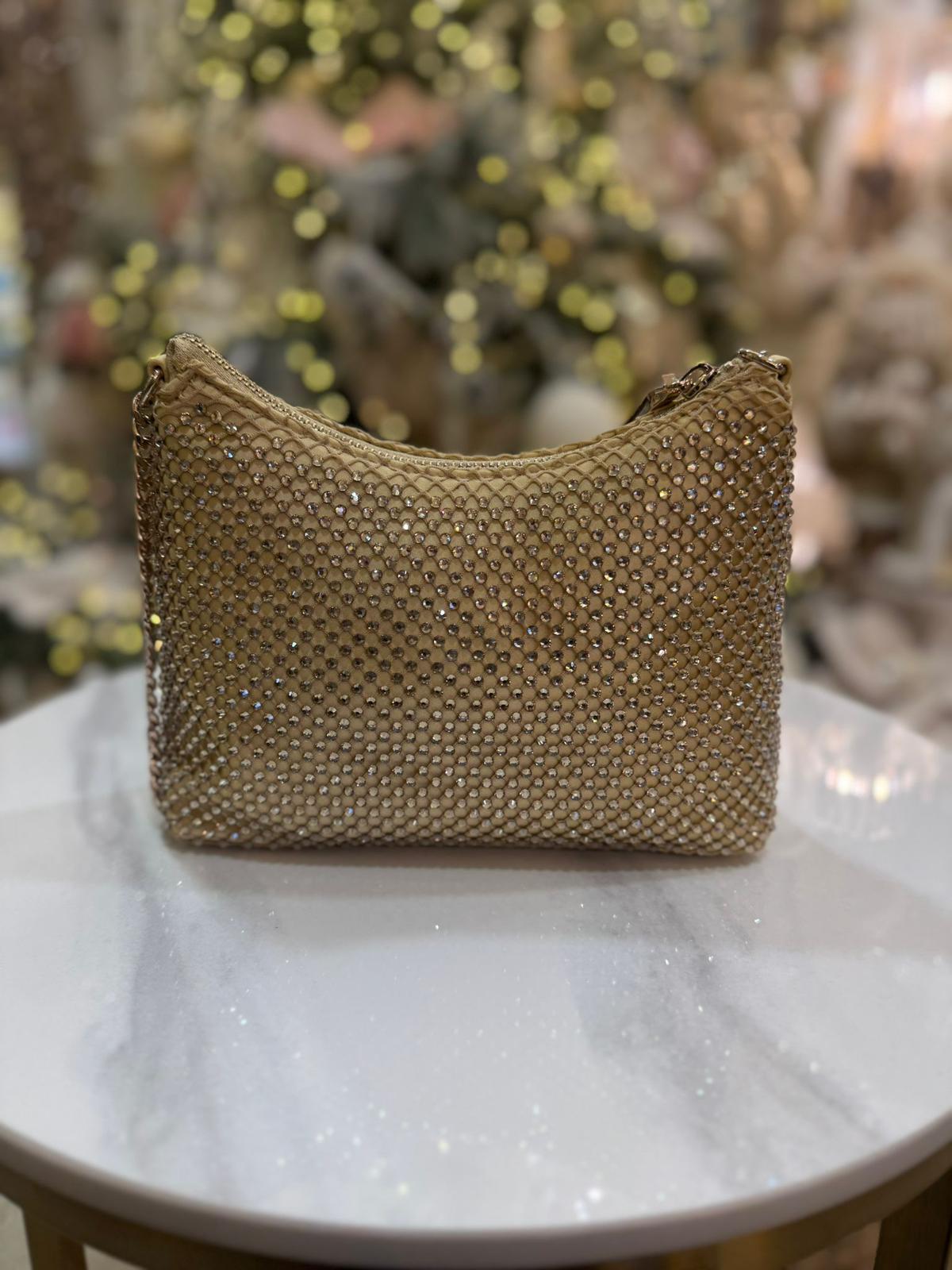 GUESS Zalina Mesh Mini Crossbody Gold - Image 4