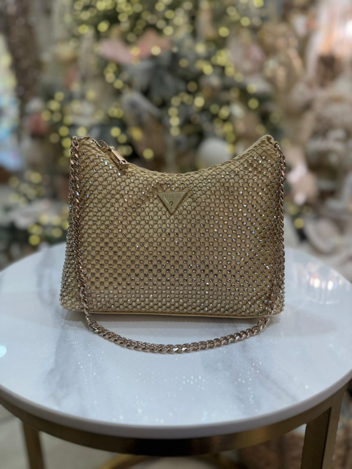 GUESS Zalina Mesh Mini Crossbody Gold