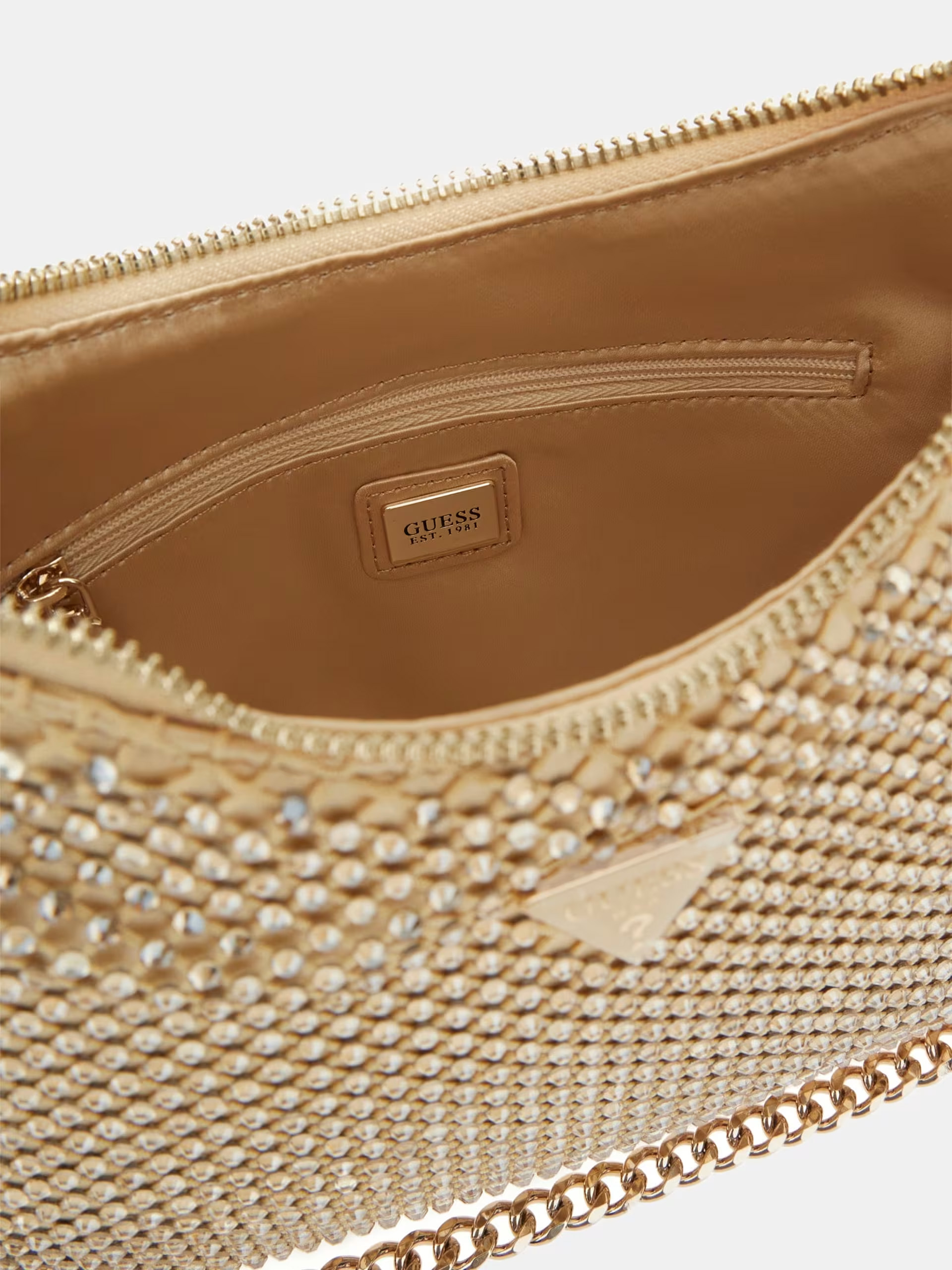 GUESS Zalina Mesh Mini Crossbody Gold - Image 3