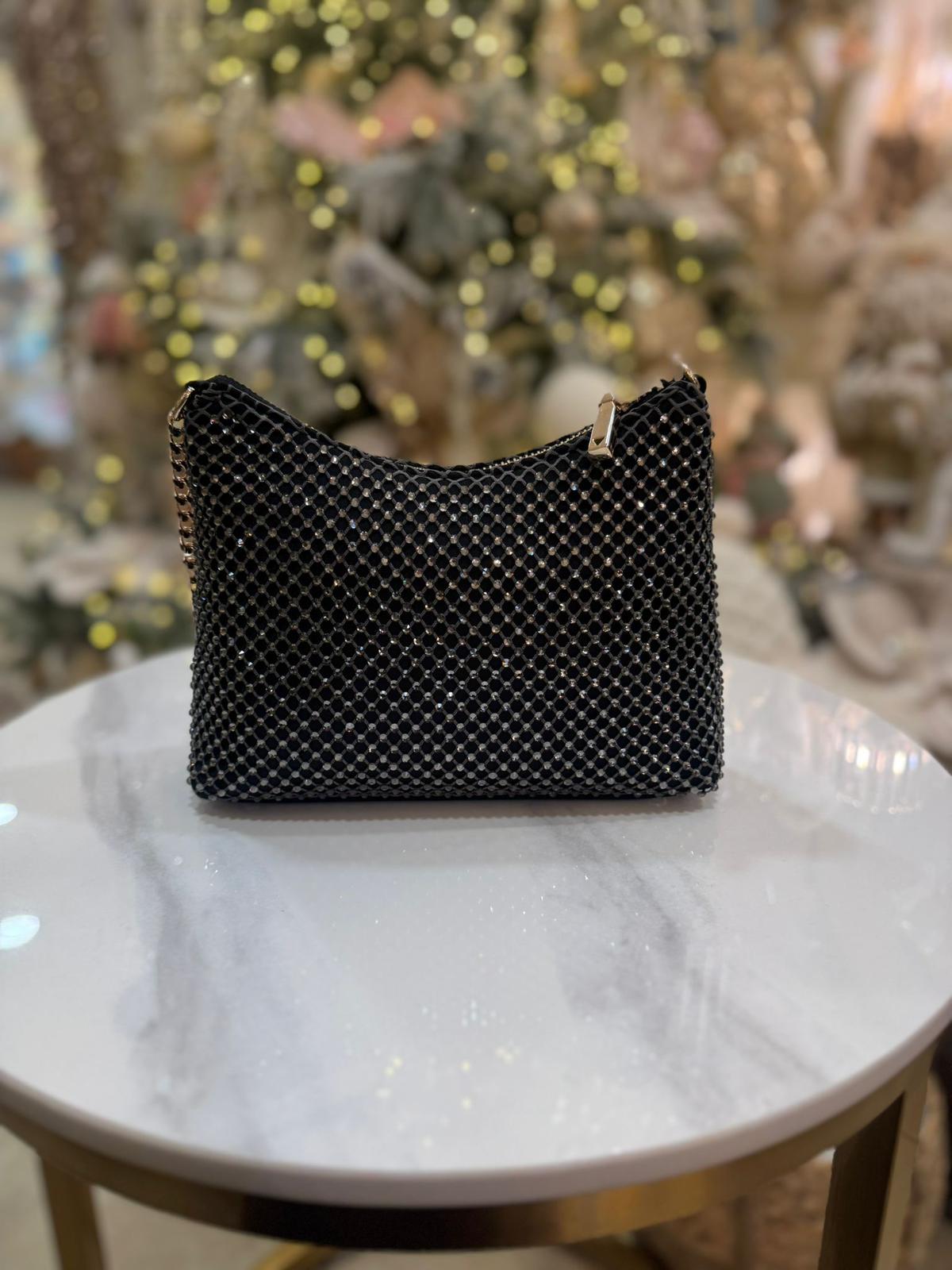GUESS Zalina Mesh Mini Crossbody Black & Silver - Image 2