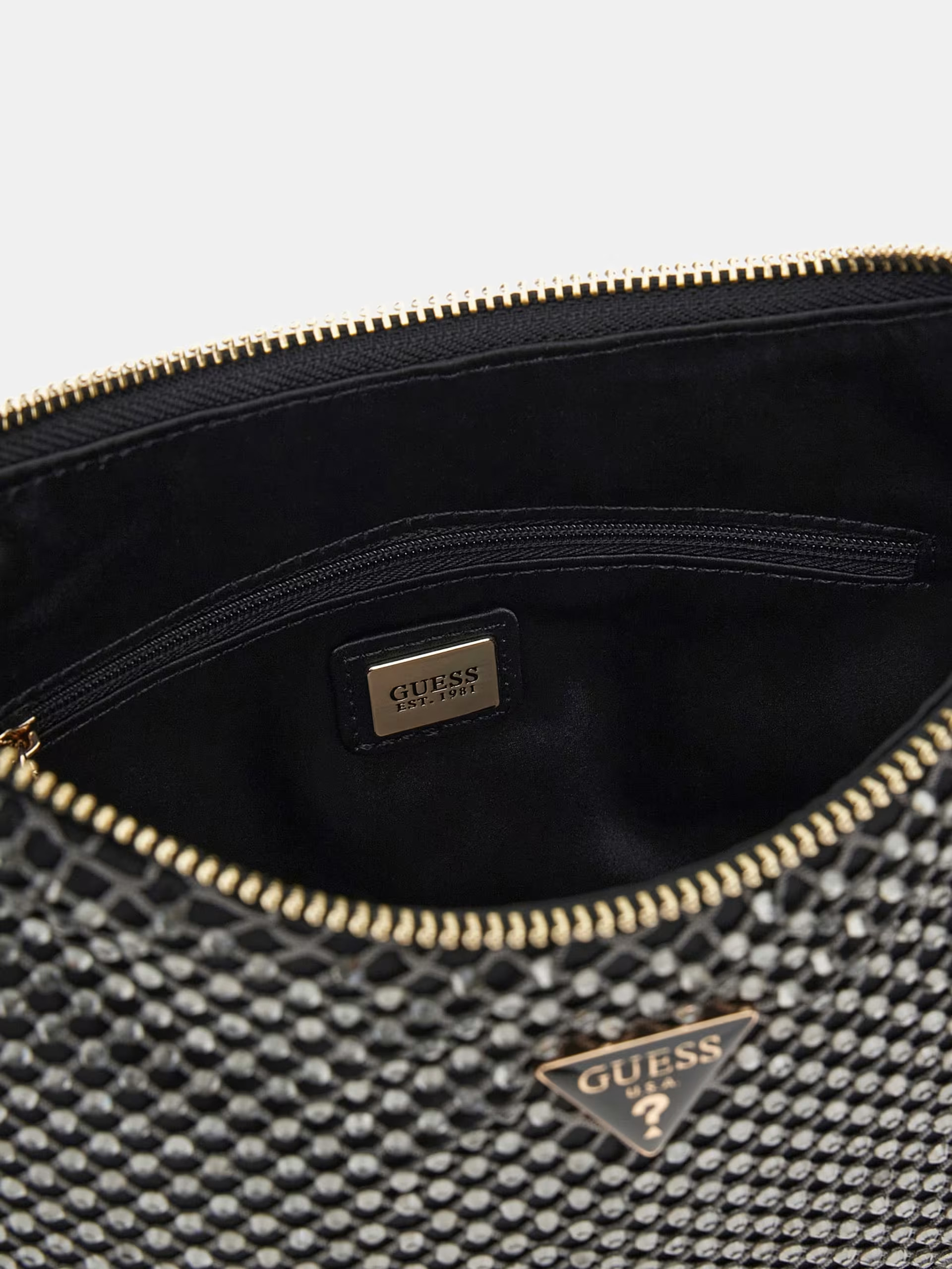 GUESS Zalina Mesh Mini Crossbody Black & Silver - Image 4