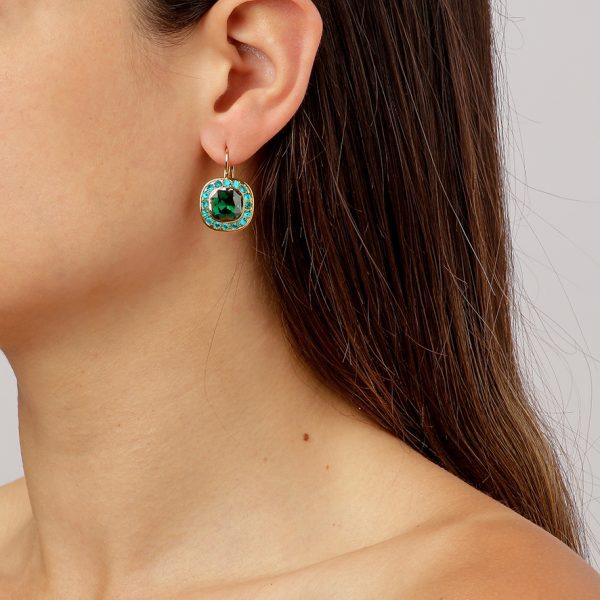 CELIN Hook Earring With Green Crystals Gold - Image 2