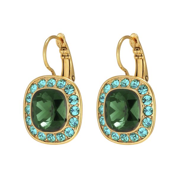 CELIN Hook Earring With Green Crystals Gold