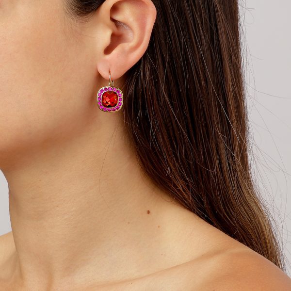 CELIN Hook Earring With Red Crystals Gold - Image 2