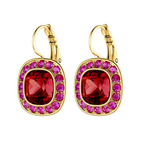 CELIN Hook Earring With Red Crystals Gold