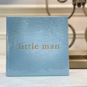 Linen Photo Album Little Man Baby Blue