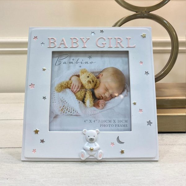 Bambino Resin Baby Girl 4" x 4" (10 cm x 10 cm) Photo Frame 