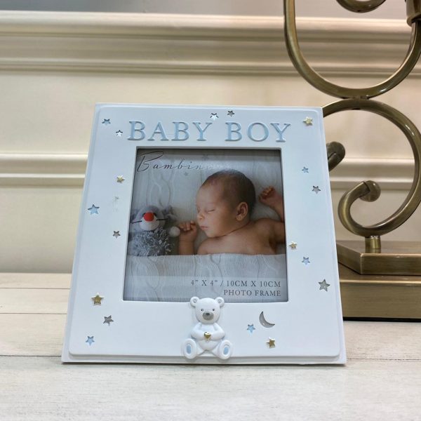 Bambino Resin Babby Boy Photo Frame 4" x 4" (10 cm x 10 cm)
