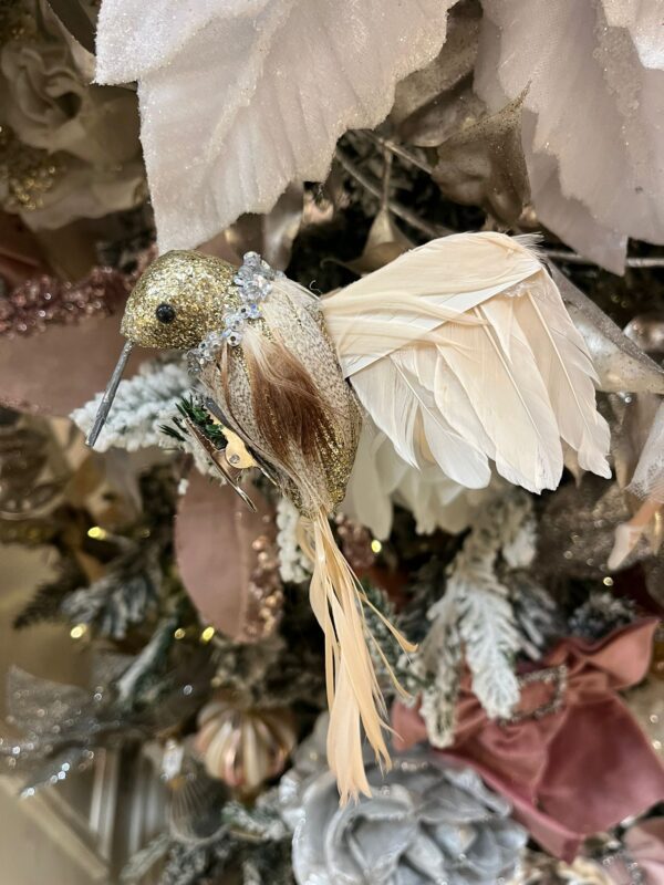 Natural Feather Gold Glitter Hummingbird 120 x 120 mm