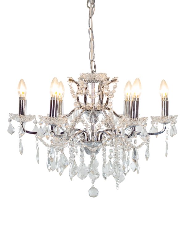 Chrome 6 Branch Shallow Chandelier