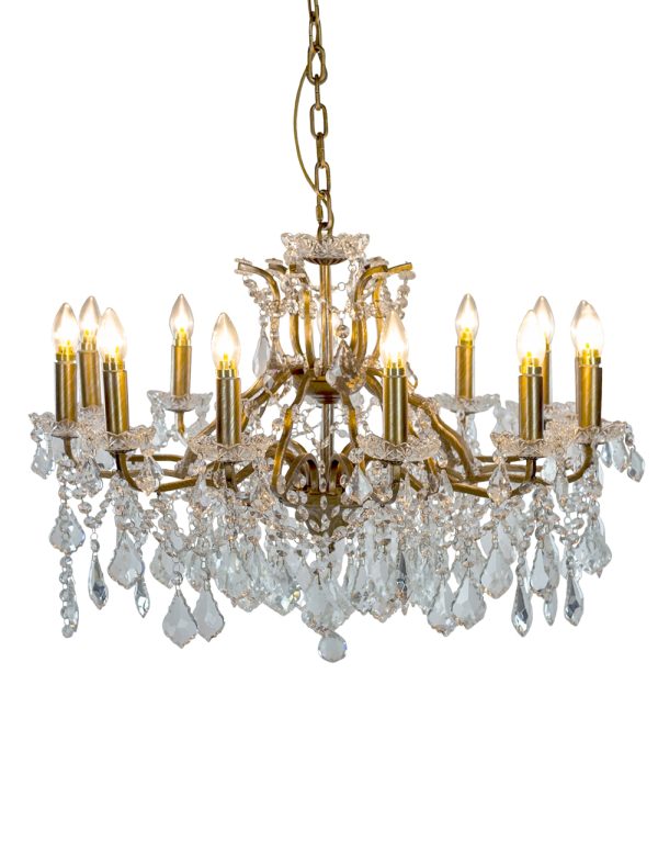 Large 12 Arm / Branch Shallow Gold Chandelier