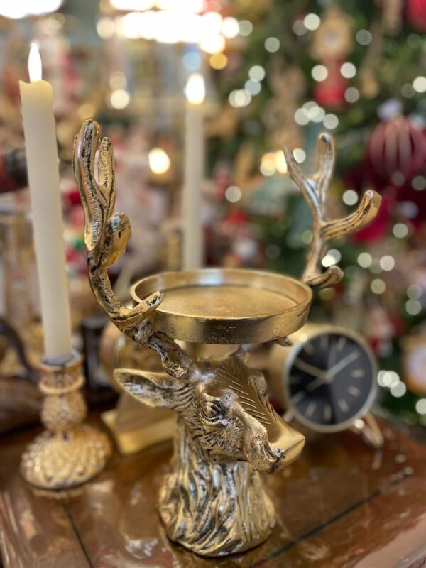 Brass Reindeer Candle Holder - Image 2