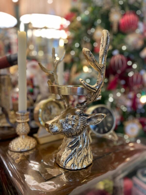 Brass Reindeer Candle Holder