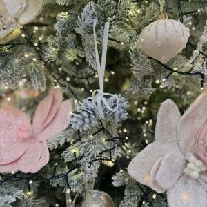 White Wash Double Pinecone Decoration